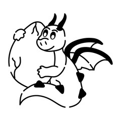 A hand drawn icon of dragon mother with egg 