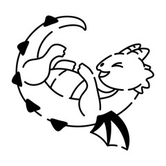 Visually appealing doodle icon of laughing dragon