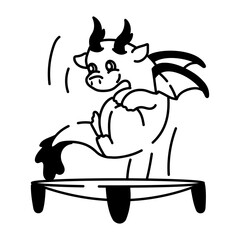 Premium doodle icon of jumping dragon 