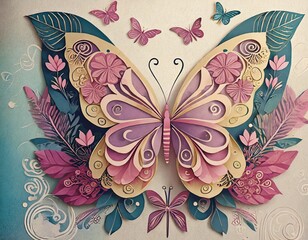butterfly and flowers