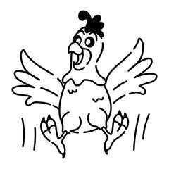 Download this doodle icon of jumping chicken 