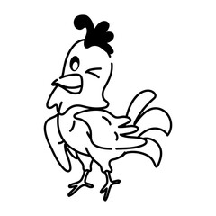 Scalable doodle icon of a winking rooster 