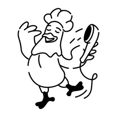 Editable doodle icon of a bathing chicken 