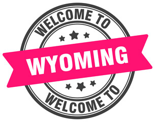 Welcome to Wyoming stamp. Wyoming round sign