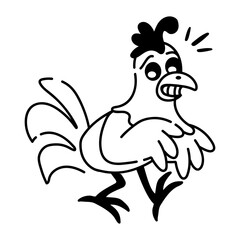 Here’s a doodle icon of sneaking rooster 