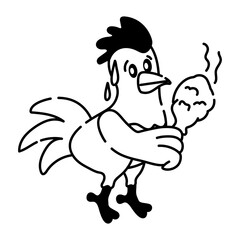 A well-designed doodle icon of eating chicken 