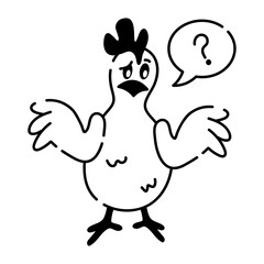 Handy doodle icon of a confused chicken 