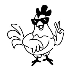 Premium doodle icon of a cool chicken 