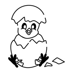 Download this doodle icon of hatching egg 