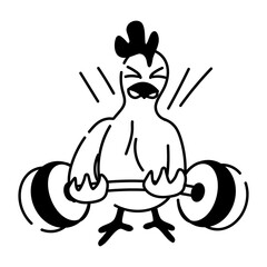 Latest doodle icon of a bodybuilder chicken 