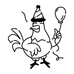 Scalable doodle icon of chicken birthday 