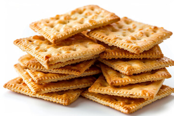 square cracker cookies isolated on white background