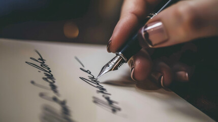 A woman writes "3PL" on a paper using a fountain pen. Third party logistics is a service where a company outsources part of its logistics and transportation operations to a third-party provider.