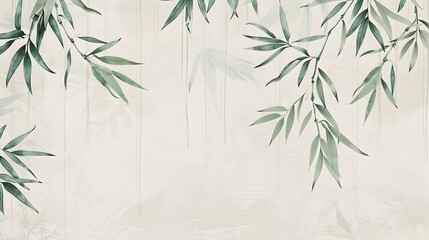 Elegant Bamboo Leaves Forming Peaceful Nature Background