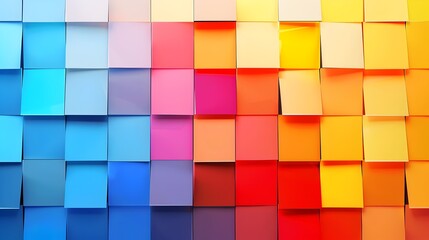 Vibrant Colorful Geometric Cube Wall Abstract Mosaic Pattern Background Design