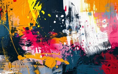 Vibrant abstract painting with bold colors and dynamic brushstrokes. Ideal for adding a modern and artistic touch to any space.