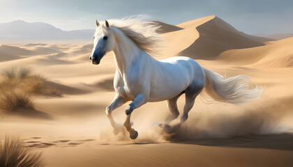 white horse in the desert