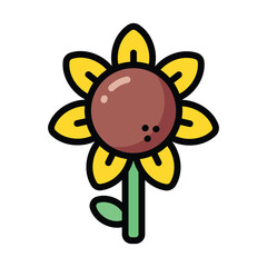 Simple Sunflower colorful icon Illustration. The icon illustration can be used for websites, print templates, presentation templates, illustrations, etc