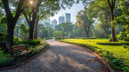 Obraz premium City Park s Guided Nature Walks Educating Public on Local Flora and Fauna