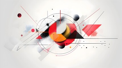 Obraz premium Abstract Geometric Composition with Overlapping Shapes and Lines