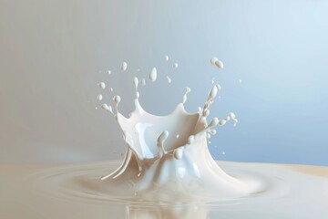 Macro Shot of a Milk Drop Creating a Smooth Splash on a Clean Surface
