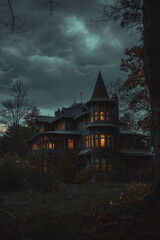 Obraz premium gothic house, dark house, cinematic lighting