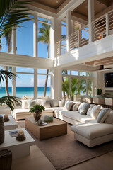 Fototapeta premium clean white beach house interior design photo, beach house interior