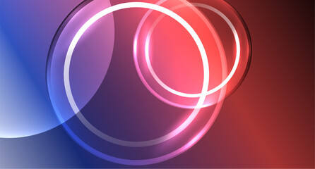 Neon glass circle copyspace for your text or product presentation geometric background. Vector illustration For Wallpaper, Banner, Background, Card, Book Illustration, landing page