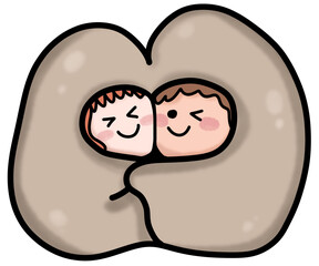 Couple hugging inside blanket