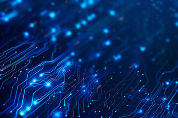 Abstract blue circuit lines on dark background