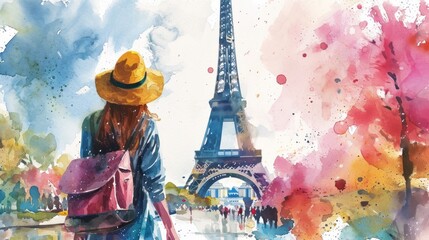 Wanderlust in Watercolor: Paris Traveler as a Tourist