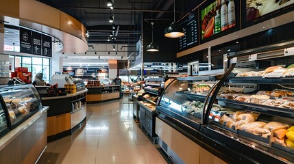 A wellpositioned ceilingmounted sign in a store effectively guiding and informing shoppers about store offerings : Generative AI