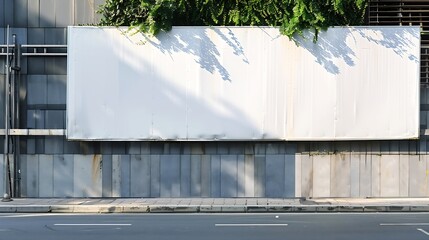 Blank white advertising banner on the construction cite fence : Generative AI