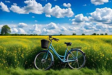 Obraz premium Beautiful natural landscape with a bicycle