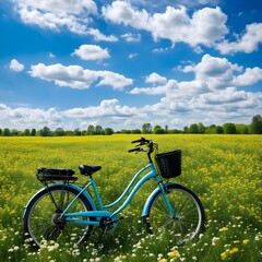 Obraz premium Beautiful natural landscape with a bicycle
