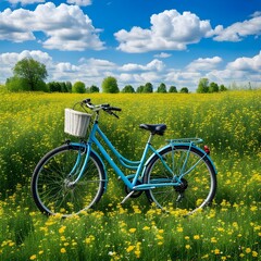 Fototapeta premium Beautiful natural landscape with a bicycle