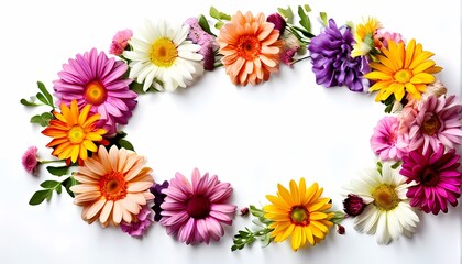 Colorful flowers on white background, Ai Generated