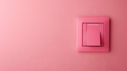 Smart light switch on a wall, home automation, solid pink background, touch control