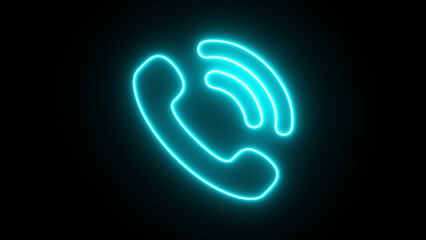 Neon Phone call. call concept on mobile phone icon. glowing telephone call symbol.