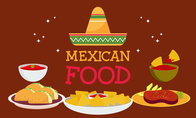 Mexican Food Signature Dishes Illustration