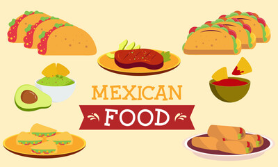 Mexican Food Signature Dishes Illustration