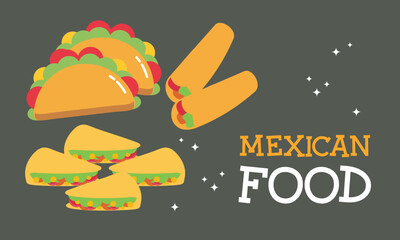 Mexican Food Signature Dishes Illustration