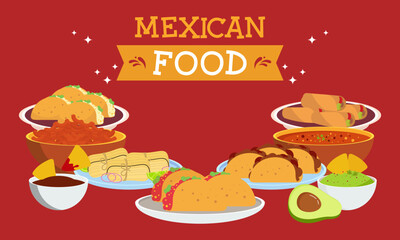 Mexican Food Signature Dishes Illustration