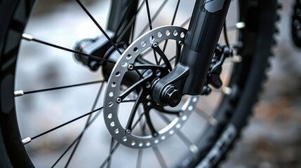 Fototapeta premium A close-up of a bicycle disc brake. 