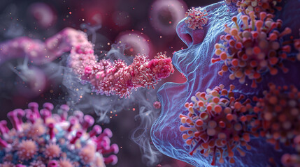 3D medical diagram showing the progression of mucor mycosis in the respiratory system