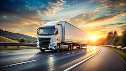 Highway Truck Blur: A blurred background of a truck speeding down a highway, capturing the sense of motion and travel.
