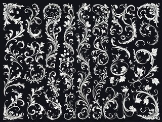 Set of swirling pattern borders Collection of Charoen circles, isolated backgrounds