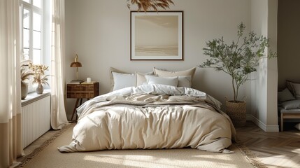 Cozy Bedroom Interior at Golden Hour