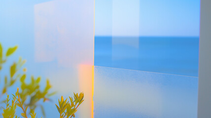 Abstract Glassy Background: Frosted Panels with Rainbow Tint
