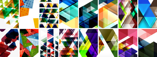 Triangles and circles abstract shapes templates set